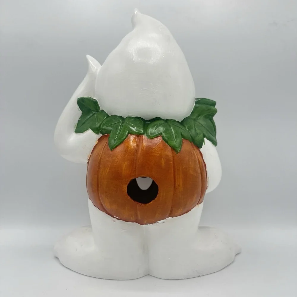 Vintage Ceramic Mold Halloween Ghost Costume Pumpkin Hand Painted 11.5